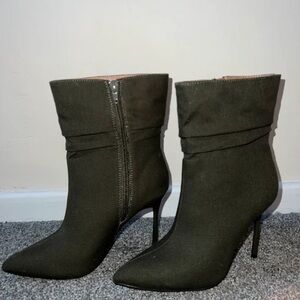 PrettyLittleThing Olive Green Heeled Boots